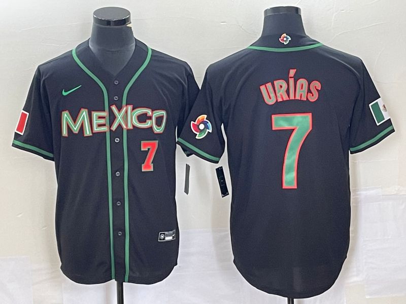 Men 2023 World Cub Mexico 7 Urias Black green Nike MLB Jersey9